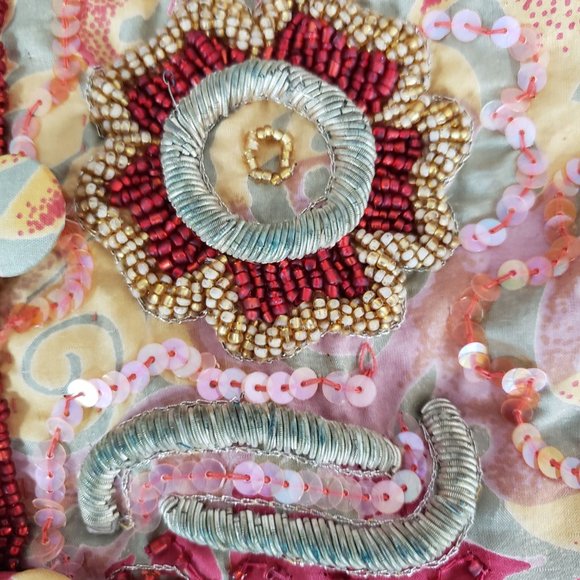 Vintage Class Silk Trousers with Embroidered Beaded Vest Set Sz14 - Picture 7 of 15